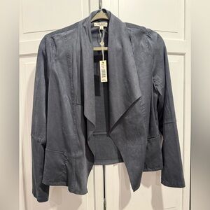 Max Studio Suede Drape-Front Jacket – Dusk Blue – Size Small (NWT)